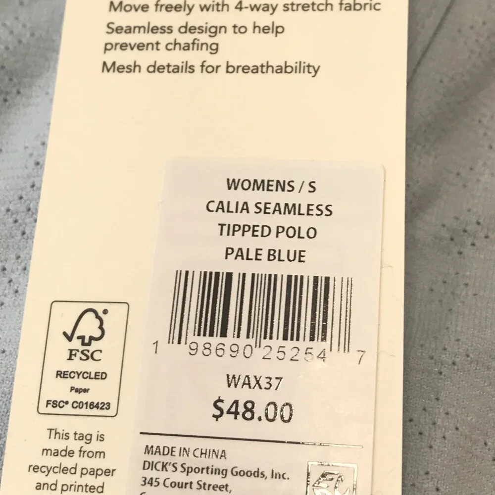 Calia Women's Seamless Tipped Polo in Pale Blue NWT - Picture 8 of 12
